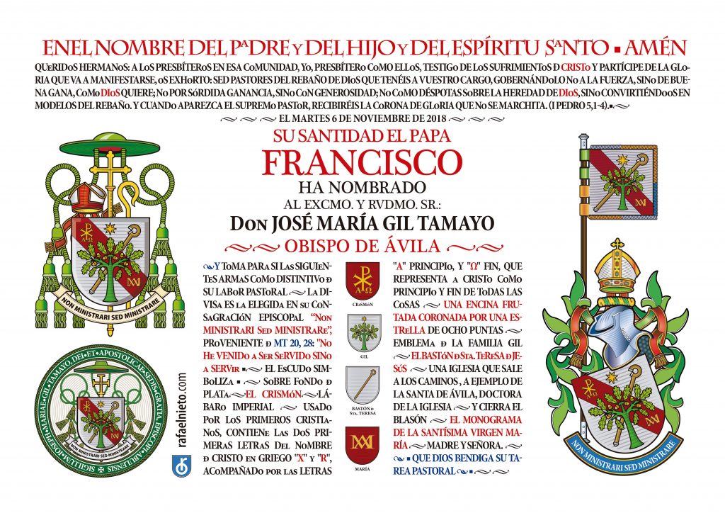 Carta de Armas del Obispo José María Gil Tamayo. Trabajo de Fray Rafael Nieto 