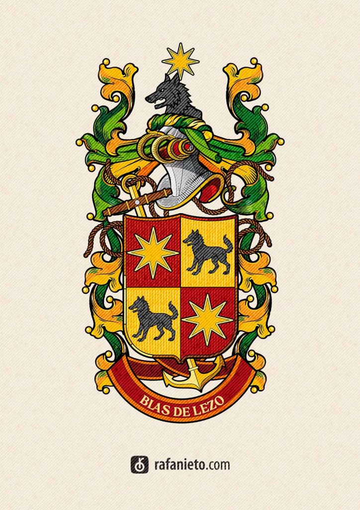Escudo de armas de Blas de Lezo – diseño heráldico profesional.